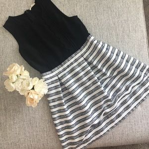 Fit and Flare Black And White Party Dress